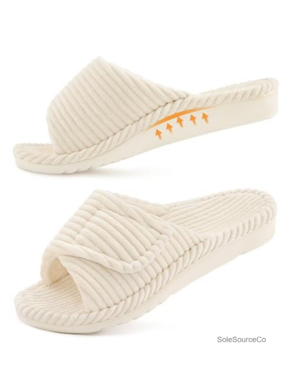 Orthopedic Arch Support Open Toe Corduroy Slippers